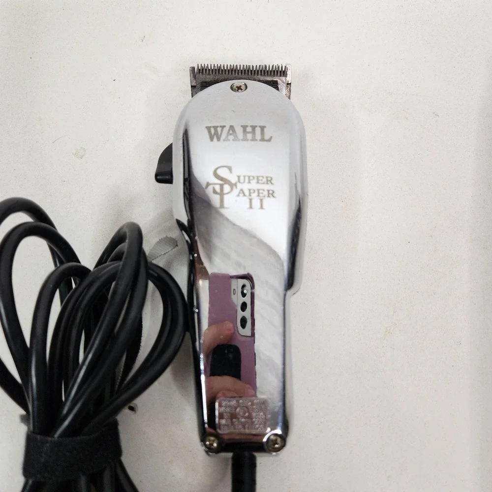 Vintage Wahl Super Taper II Clipper Silver Electric Hair Trimmer W/ Guards USA